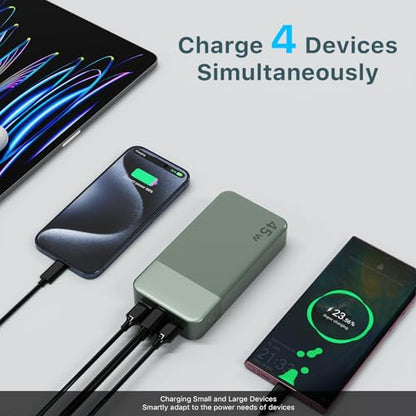 NOBIS Portable Charger, 20000mAh Power Bank, 45W Power Bank Fast Charging, Battery Pack with C to C Cable, Battery Bank with Digital Display for iPhone Android Laptop etc(Green) - color: Green