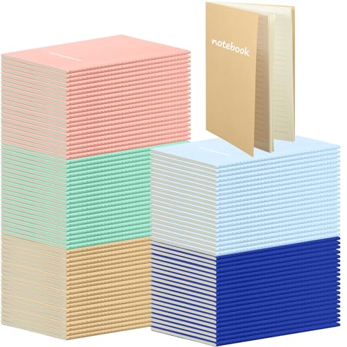 Mimorou 100 Pcs Journals Notebooks Bulk - Kraft Softcover A5 Small Notebooks 5.5 Inch x 8.3 Inch Notepads with 60 Page 30 Sheet for Writing Sketch Travel Office Supplies(Bright Color,Lined) - color: Bright Color, style: Lined