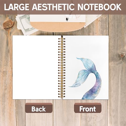 KAOWT Mermaid Notebook Journal, Mermaid Gifts for Women, Glitter Marine Biology Ocean Journal, Beach Lover Gifts, Hardcover Spiral Notebook 5.5x8.3in - color: Summer notbook-mermaid