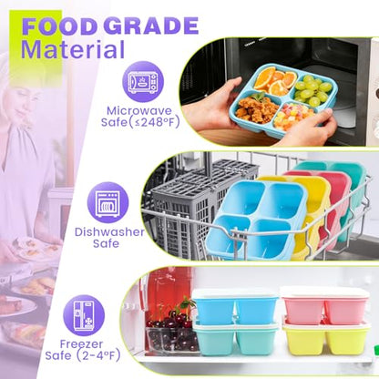 4 Pack Snack Containers Bento Box Adult Lunch Box,Meal Prep Container, Reusable Food Storage lunch Containers Stackable for Work, Travel and Gym (Pink, Blue, Green, Yellow) - color: Pink, Blue, Green, Yellow