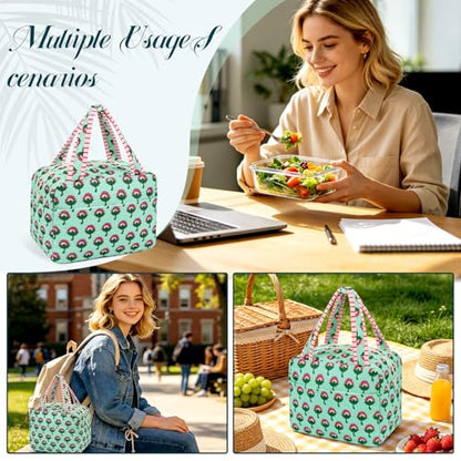 cow print Lunch Box for Women, Insulated Women Lunch Bag, Cute Small Tote Bag Reusable Cooler Bag, Work Office Use,Nurse Funny Gifts, Travel Birthday Gifts for Friends Girls - color: Green