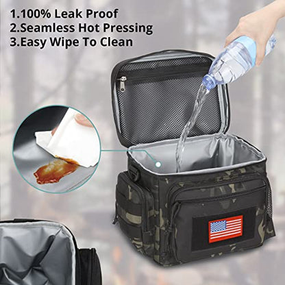 ATRIPACK Lunch Box for Men, Tactical Lunch Bag MOLLE Webbing Leakproof Insulated Large Lunch Cooler Women Adult Meal with Adjustable Shoulder Strap Durable Lunch Pail (Camo-Black) - color: Camo-Black, size: Medium