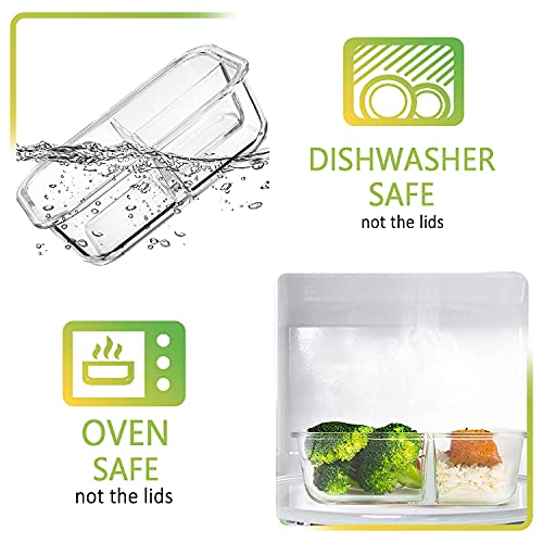 M MCIRCO [5-Pack,36 oz] Glass Meal Prep Containers 3 Compartment with Lids, Glass Lunch Containers,Food Prep Lunch Box,Bento Box, Microwave, Oven, Freezer, Dishwasher (4.5 Cups, White) - color: White