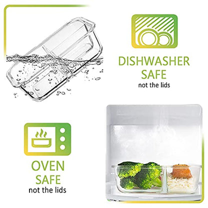 M MCIRCO [5-Pack,36 oz] Glass Meal Prep Containers 3 Compartment with Lids, Glass Lunch Containers,Food Prep Lunch Box,Bento Box, Microwave, Oven, Freezer, Dishwasher (4.5 Cups, White) - color: White