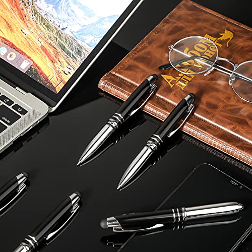 Zonon 15 Pieces 3 in 1 Multi-Function Touch Pen with LED Flashlight and Stylus Tip Multi-Function Ballpoint Pen, 1.0 mm Black Ink Ballpoint for Touch Screens Back to School Gifts(Black) - color: Black
