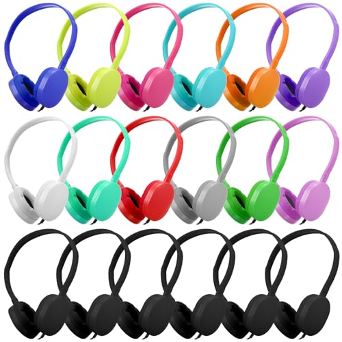 Konohan 18 Pack Class Set Headphones for Students Bulk Headphones for Classroom School Adjustable 3.5mm Wired Earphones Classroom Must Haves Teacher Supplies(Mixed Colors) - color: Mixed colors