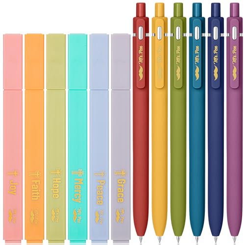 Mr. Pen- Aesthetic Highlighters and Gel Pens, 12 Pack | Bible Highlighters No Bleed, Colored Ink Gel Pens, Fast Dry and No Smear for Bible Journaling, Planner, School Supplies