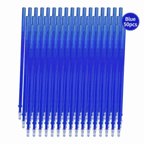 BRRNOO Erasable Pens, Pen Refills with Fine Point 0.5mm Replacement Gel Pen Refills Blue Ink Erasable Gel Ink Pens for Office School Writing (50pcs) - color: Blue, size: 50pcs