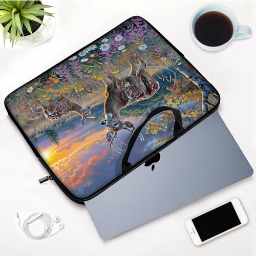Laptop Sleeve Bag with Handle Computer Protective Soft Cover Case for 14 Inch 13 Inch Laptop,Deer Weed Sunset - color: Deer Weed Sunset