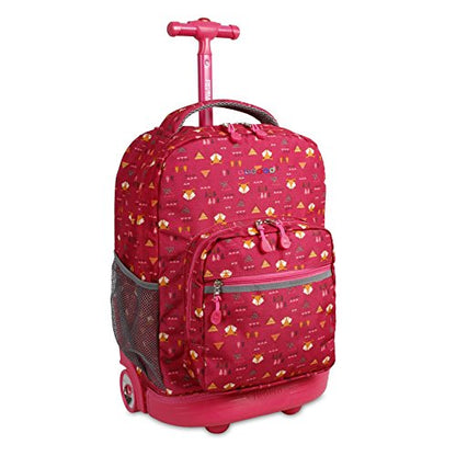 J World Sunrise Kids Rolling Backpack with Wheels for Girls Boys, Roller Bookbag for School, 18 x 13 x 9 Inches, Fox - color: Fox