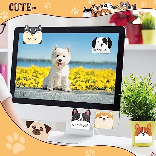 Yinder 24 Pads Cute Dog Sticky Notes Kawaii Animal Sticky Notes Pads Bulk Fun Cartoon Memo Pad Self Adhesive Tab Back to School Gift for Teacher Student Classroom Veterinary Dog Office Supplies - style: Dogs