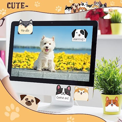 Yinder 24 Pads Cute Dog Sticky Notes Kawaii Animal Sticky Notes Pads Bulk Fun Cartoon Memo Pad Self Adhesive Tab Back to School Gift for Teacher Student Classroom Veterinary Dog Office Supplies - style: Dogs