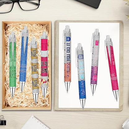 Idealmuzik 8 Nurse Ballpoint Pens,Gift for Nurse Week, Lovely Cartoon Cute Retractable Nursing Funny Ink for Medical Assistants Students Workers Office Appreciation Gifts - style: Nurse