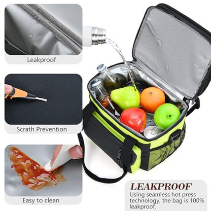 LOKASS Lunch Box for Women/Men-16L-Insulated Lunch Bag, Expandable Double-layer Leakproof Cooler Bag with Upgrade Adjustable Shoulder Strap Ideal for Work/Travel/Picnics（Neon Green） - color: Neon Green