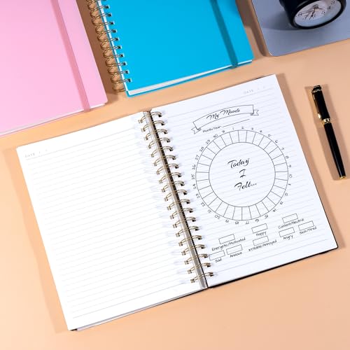 Yoment B5 Spiral Notebook,300 Pages College Ruled Lined Journal,Hardcover | 100GSM thick paper,7 x 10 inches Black hardcover with lay-flat binding and inner pocket for school,office,work,study - color: Black