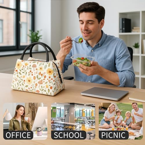Cute Cat with Potted Plants Lunch Box for Women Girls Adults Insulated Kittens and Plant Lunch Bag for Work Picnic Camping Travel Gifts Large Capacity Cooler Thermal Reusable Tote Makeup Bags - color: Cat44