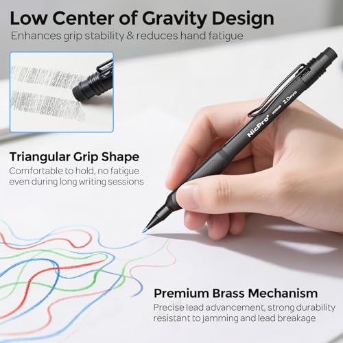 Nicpro 6PCS Art Mechanical Pencil Set,HD1000 Mechanical Drawing Pencils | 3 PCS Mechanical Pencils 0.5-0.9 mm & 3 PCS 2mm Lead Holder (6B 4B 2B HB 2H 4H Colors) For Outdoor Writing, Sketching Drawing - style: 0.5,0.7,0.9,2.0mm(6 Pcs)