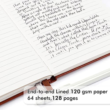 12 Pack Notebooks Journals Bulk with 12 Black Pens, Feela A5 Hardcover Notebook Classic Ruled Journal Set with Pen Holder for School Business Work Travel Writing, 120 GSM, 5.1”x8.3”, Brown - color: 12 Pack brown
