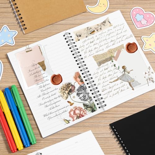 24 Pack A5 Bulk Spiral Notebooks with Kraft Cover, 8.3 x 5.8 Inch 120 Pages Hardcover Spiral Lined Notebook Journal, Lined Travel Bulk Writing Notebook for School Office Supplies(Black, Kraft) - color: Black and Kraft