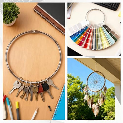 10 Pack 6 Inch Loose Leaf Binder Rings, Nickel Plated Book Rings for Index Cards, Keychains, DIY Crafts, Office, School,Home (10)