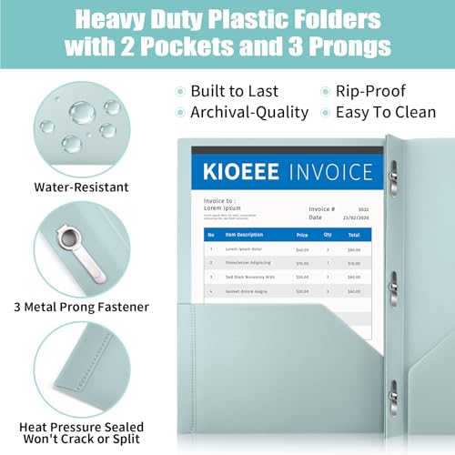 Plastic Folders with Pockets and Prongs (Pastels,12 Pack),Fit Letter Size Paper,Business Card Slot,2-Pocket Folder for School Office or Home,Durable Acid-Free Poly,Back to School Supplies Bulk