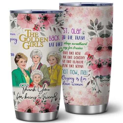 20oz Classic Floral The Golden Girls Stainless Steel Tumbler with Lid | Double Wall Insulated Mug, Sitcom Character Design, Gift for Friend & Golden Girls Fans, Fits Birthday Mother’s Day Christmas - color: 1 Count (Pack of 1) - Golden Girl