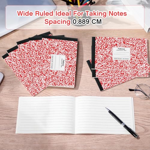 Fainne 30 Pack Composition Notebooks Half Size 4-7/8 x 7-1/2 Inches Wide Ruled Half Page Composition Notebook for Journal School Classroom Supplies 40 Sheet(Red,Snowflake Style) - color: Red, style: Snowflake Style