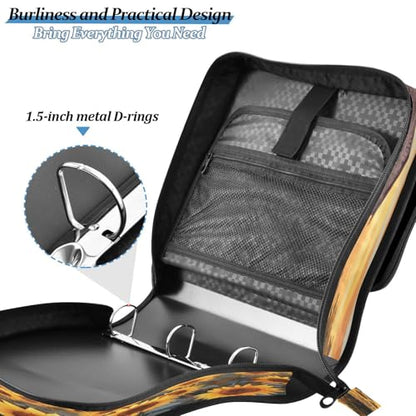 3 Ring Zipper Binder Wooden House Sunflower Binders Bag with Shoulder Strap 500 Sheets Paper Organizer Trapper Keeper Documents Storage File Folder for School Office - color: A496