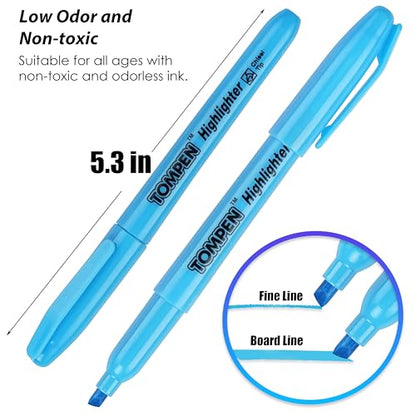 Highlighters Blue 48 Pack,Bible Highlighters No Bleed–Bulk Chisel Tip Highlighter Markers Set for School,Office,Study,Journaling–Smear-Free,Quick Dry–Fluorescent Pens for Teachers Students
