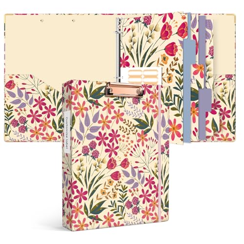 Ospelelf 3 Ring Floral Binder with Dividers, 1 inch Rings, 1.6 inch Spine, for Letter Size (11" x 8.5") Paper, Clipboard Organizer, for School and Office Supplies - color: Floral, size: 1in（Letter Size）