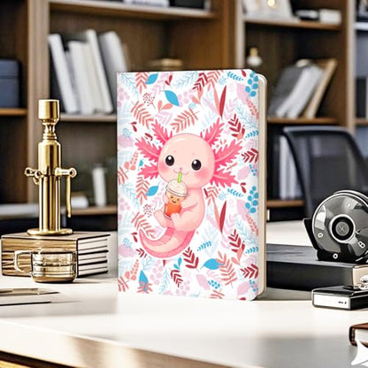 Lovdazzles Pretty Leather Lined Journal Cute Axolotl Notebooks 200 Pages A5 Ruled Journaling Notebooks, Cute Notebooks for Girls, Office Gifts for Women Coworkers Teenage Girls(5.8 x 8.3) - color: Multi 1726