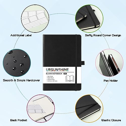 Blank Journal/Notebook - Classic Notebook/Journal with Ribbon Divider, Hardcover with Thick Paper, 5.7" x 8.4", Banded + Pen Holder +Inner Pocket - Black - color: Black, size: Unruled