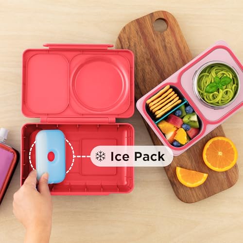 Omie OmieBox UP bento Box for Kids | Insulated Lunch Box | Leak Proof Vacuum Insulated Thermal Food jar | Cooler ice Pack | 2 Compartments (Cherry Pink) - color: Cherry Pink