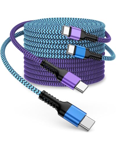 2Pack USB C to C Charging Cable 3FT Certified Braided iPhone 17 Type C Charger Cord, Apple USB-C Cable Car Fast Charge Cord for iPhone 17/17Pro Max/Air/17e/16e/16Pro Max/15Pro/15, iPad Pro Air Mini - color: Blue, Purple, size: 3FT
