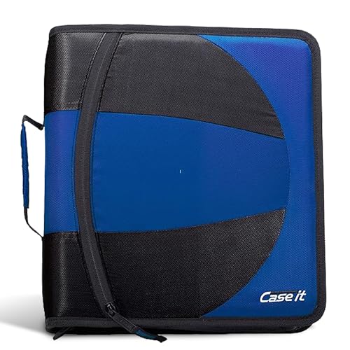 Case-it The Dual 2-in-1 Zipper Binder | Two 1.5-Inch D-Rings, 600 Sheet Capacity, Pencil Pouch & Multiple Pockets | School & Office Organizer with Shoulder Strap | Dual-101 Midnight Blue - color: C Midnight Blue, size: 1 Pack