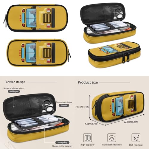Classic School Bus Backpack with Lunch Box and Water Bottle Pouch Girls Boys Lightweight Big Pencil Case Pouch 4PCS Set Bookbag with Compartments 17 inch Study School Bag Kids Back to School - color: Classic School Bus
