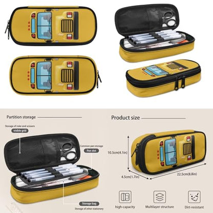 Classic School Bus Backpack with Lunch Box and Water Bottle Pouch Girls Boys Lightweight Big Pencil Case Pouch 4PCS Set Bookbag with Compartments 17 inch Study School Bag Kids Back to School - color: Classic School Bus