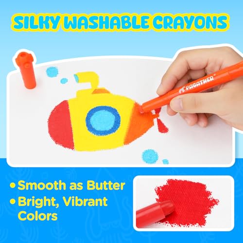 Pagather Silky Twistable Crayons, 12 Colors Washable Crayons for Toddlers 1-3 and Kids Age 2-8, Smooth Coloring DIY Stackable Gift for Classroom, Art, Crafts and Creative Projects