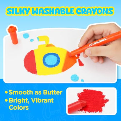 Pagather Silky Twistable Crayons, 12 Colors Washable Crayons for Toddlers 1-3 and Kids Age 2-8, Smooth Coloring DIY Stackable Gift for Classroom, Art, Crafts and Creative Projects