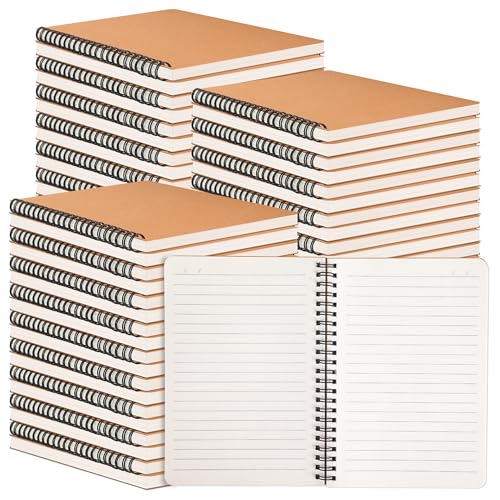 miikoul 150 Packs A5 Spiral Notebooks, 8.0"×5.6", 60 Sheets/120 Pages, Hardcover Lined Journal Notepad Travel Notebooks for Office and Back to School Supplies - color: Picture color-Kraft, size: 150 Pack