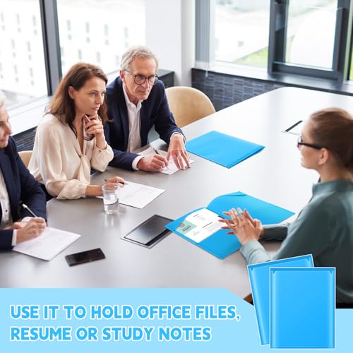 Henoyso 60 Pack Plastic Folders with Clear Front Pockets Bulk Heavy Duty File Folders with 2 Pockets and Card Slot for Student Teacher Back to School Supplies Office Presentation (Sky Blue) - color: Sky Blue
