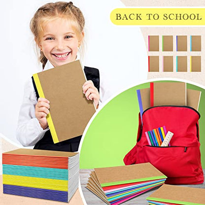 Handepo 100 Pack A5 Composition Notebooks Bulk 5"x8" Lined Kraft Soft Cover Journals, 60 Pages Bulk School Supplies for Students Classroom Office - color: Classic, size: A5
