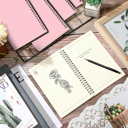 Yahenda 18 Pcs Spiral Notebooks Bulk, A5 8.3 x 5.5 Inch College Ruled Lined Notebooks, 100 Pages Soft Cover Journals for Students Classroom Office Back to School Supplies (Pink) - color: Pink