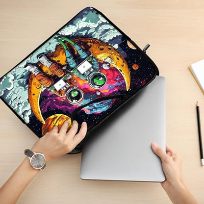 17 17.3 inch Laptop Sleeve with Handle, Alien Astronaut Water‑Resistant Laptop Carrying Case for HP 17.3 inch Laptop/HP Envy 17/Dell Inspiron 17/Lenovo Ideapad 17.3 - color: Alien astronaut, size: 17-17.3 inch Devices
