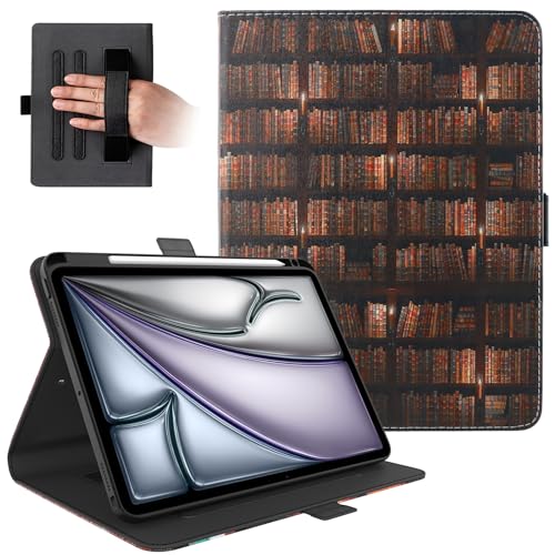 Dteck for iPad Air 13-inch Case 2024,iPad Case 12.9 inch Pro 6th/5th/4th/3rd Gen 2022/2021/2020/2018,Premium PU Leather Folio Stand Cover with Pencil Holder Auto Wake/Sleep Protective Cases,Bookshelf - color: 01 Bookshelf
