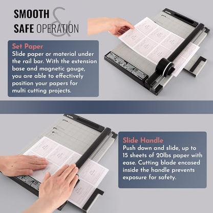 Carl, Professional Rotary Paper Trimmer 15-inch, 15 Sheet Cutting Capacity, Black and Silver - size: 15-inch