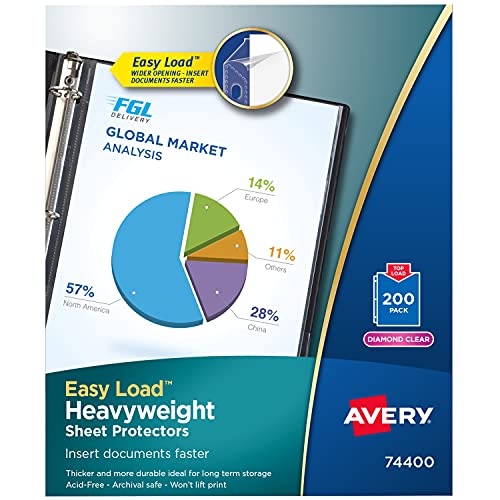 Avery Diamond Clear Heavyweight Sheet Protectors, Acid Free, Box of 200 (74400)