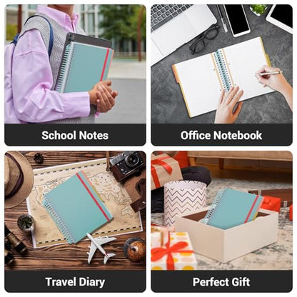 EUSOAR 3 Subject Spiral Notebook, 1 Pack A5 7.3" x 8.1" College Ruled Notebook with Pockets, Hardcover Women Notebook 240 Pages Thick Paper with Dividers for Work Office School Supplie-Light Blue - color: Light Blue, style: A5 Lined