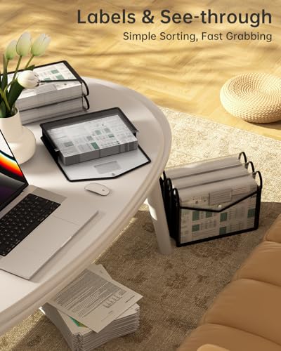 Plastic Expanding File Folder, Black File Folder Organizer Holder | Transparent envelopes with Snap Closure, No Dividers, Large Capacity, Bills&Taxes, Letter/A4 Size, 7 Pack - color: Black, size: A4-Size -13"L× 9.8"W