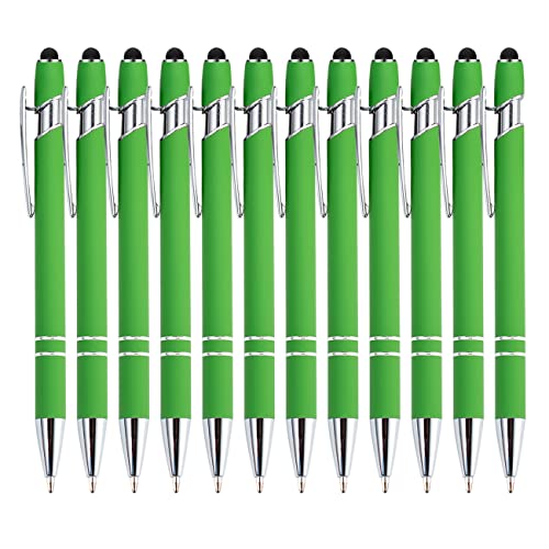 PASISIBICK 12 Pieces Green Ballpoint Pen with Stylus Tip, 2 in 1 Stylus Stylish Pen, Metal Stylus Pen for Touch Screens, Black Ink, 1.0 mm Medium Point.(12 PCS Green) - color: 12 Pcs Green Stylus Pens
